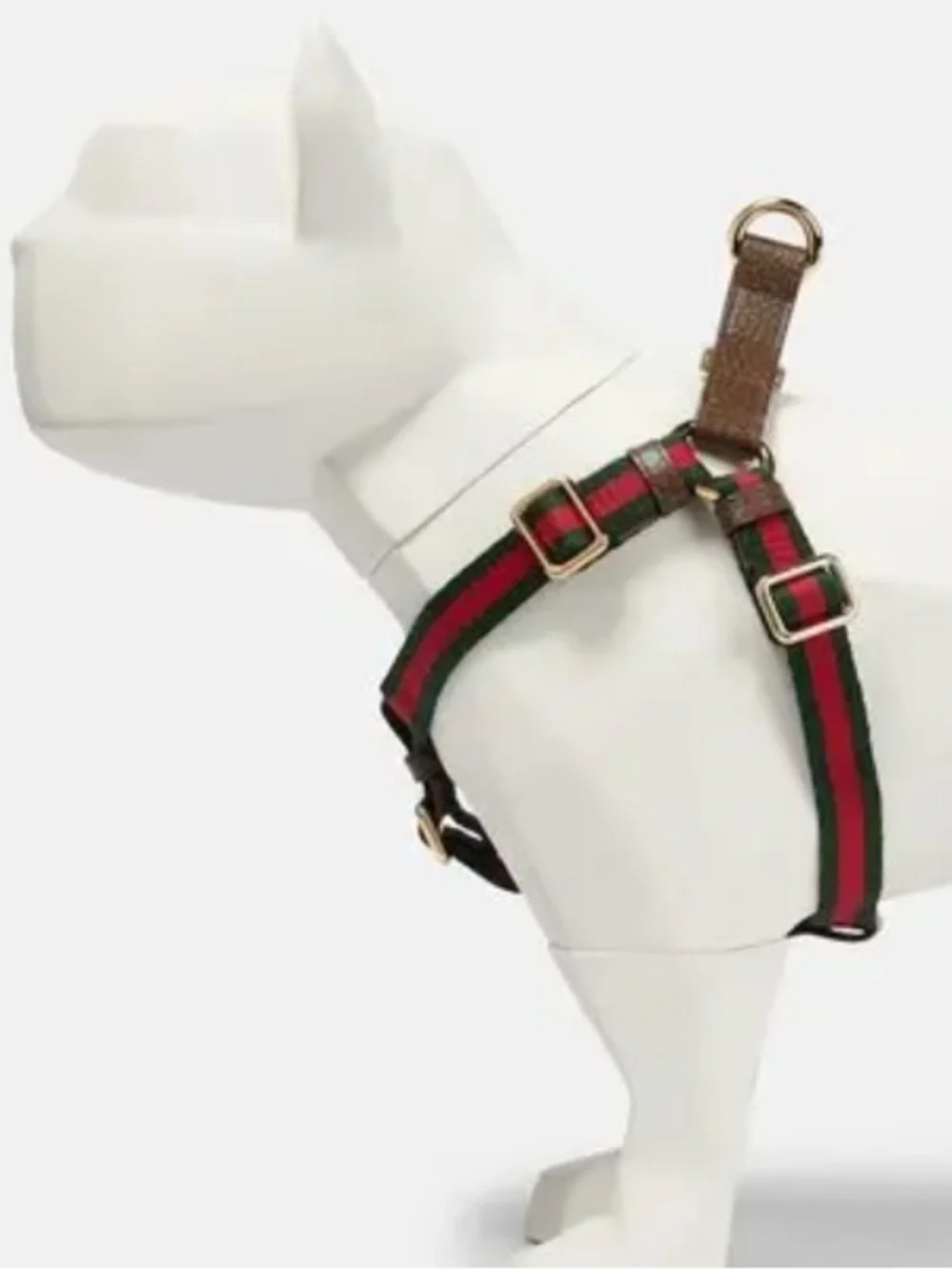 GUCCI Web Stripe S/M Faux Leather Dog Harness NEW